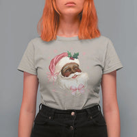 Christmas Coquette Pink Black Santa Bow T Shirt For Women - Wonder Print Shop