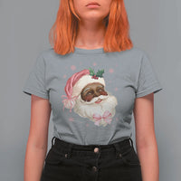 Christmas Coquette Pink Black Santa Bow T Shirt For Women - Wonder Print Shop