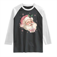 Christmas Coquette Pink Santa Bow Raglan Shirt - Wonder Print Shop
