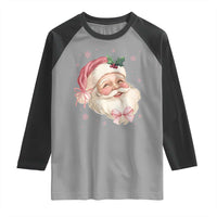 Christmas Coquette Pink Santa Bow Raglan Shirt - Wonder Print Shop