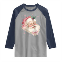 Christmas Coquette Pink Santa Bow Raglan Shirt - Wonder Print Shop