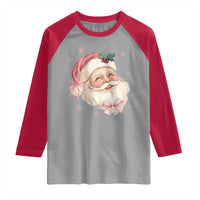 Christmas Coquette Pink Santa Bow Raglan Shirt - Wonder Print Shop