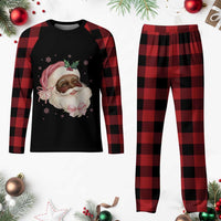 Xmas Coquette Pink Black Santa Bow Plaid Pajama Set - Wonder Print Shop