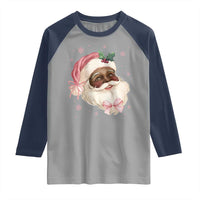 Christmas Coquette Pink Black Santa Bow Raglan Shirt - Wonder Print Shop