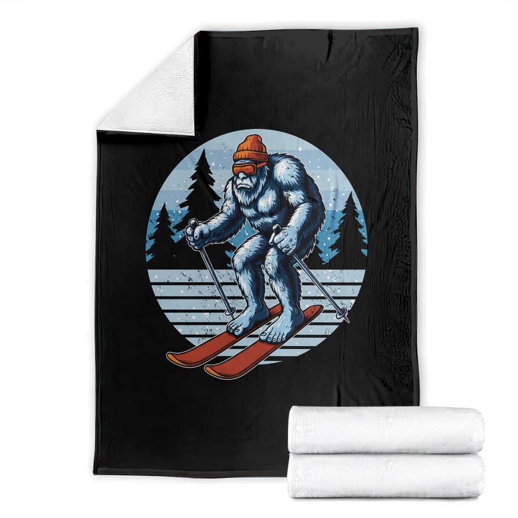 Funny Skiing Bigfoot Ski Winter Sport Yeti Snowboarder Skier Throw Blanket - Wonder Print Shop