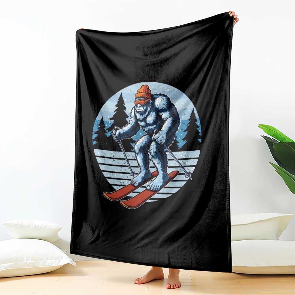 Funny Skiing Bigfoot Ski Winter Sport Yeti Snowboarder Skier Throw Blanket - Wonder Print Shop