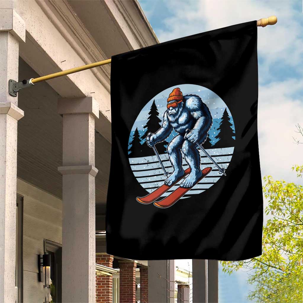 Funny Skiing Bigfoot Ski Winter Sport Yeti Snowboarder Skier Garden Flag - Wonder Print Shop