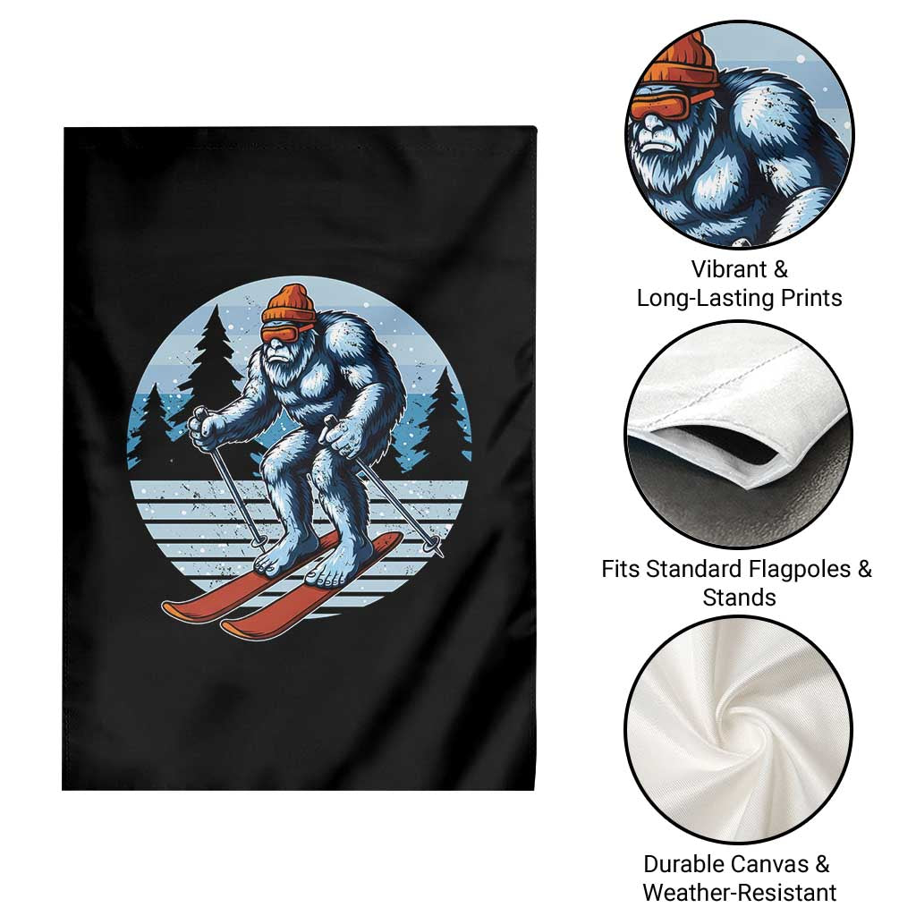 Funny Skiing Bigfoot Ski Winter Sport Yeti Snowboarder Skier Garden Flag - Wonder Print Shop