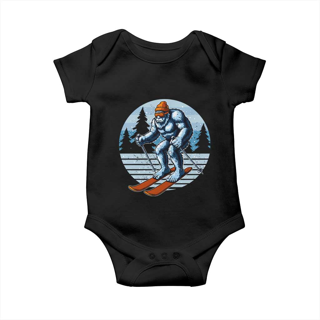 Funny Skiing Bigfoot Ski Winter Sport Yeti Snowboarder Skier Baby Onesie - Wonder Print Shop