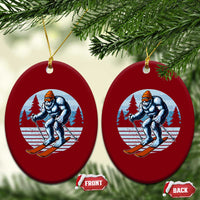 Funny Skiing Bigfoot Ski Winter Sport Yeti Snowboarder Skier Ceramic Ornament - Wonder Print Shop