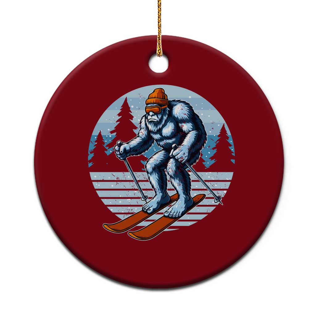 Funny Skiing Bigfoot Ski Winter Sport Yeti Snowboarder Skier Ceramic Ornament - Wonder Print Shop