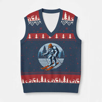 Funny Skiing Bigfoot Ski Winter Sport Yeti Snowboarder Skier V-Neck Knit Sweater Vest - Wonder Print Shop