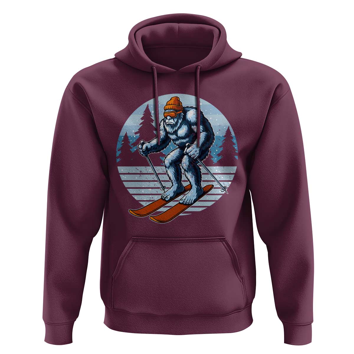 Funny Skiing Bigfoot Ski Winter Sport Yeti Snowboarder Skier Hoodie - Wonder Print Shop