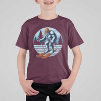 Funny Skiing Bigfoot Ski Winter Sport Yeti Snowboarder Skier T Shirt For Kid - Wonder Print Shop