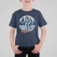 Funny Skiing Bigfoot Ski Winter Sport Yeti Snowboarder Skier T Shirt For Kid - Wonder Print Shop