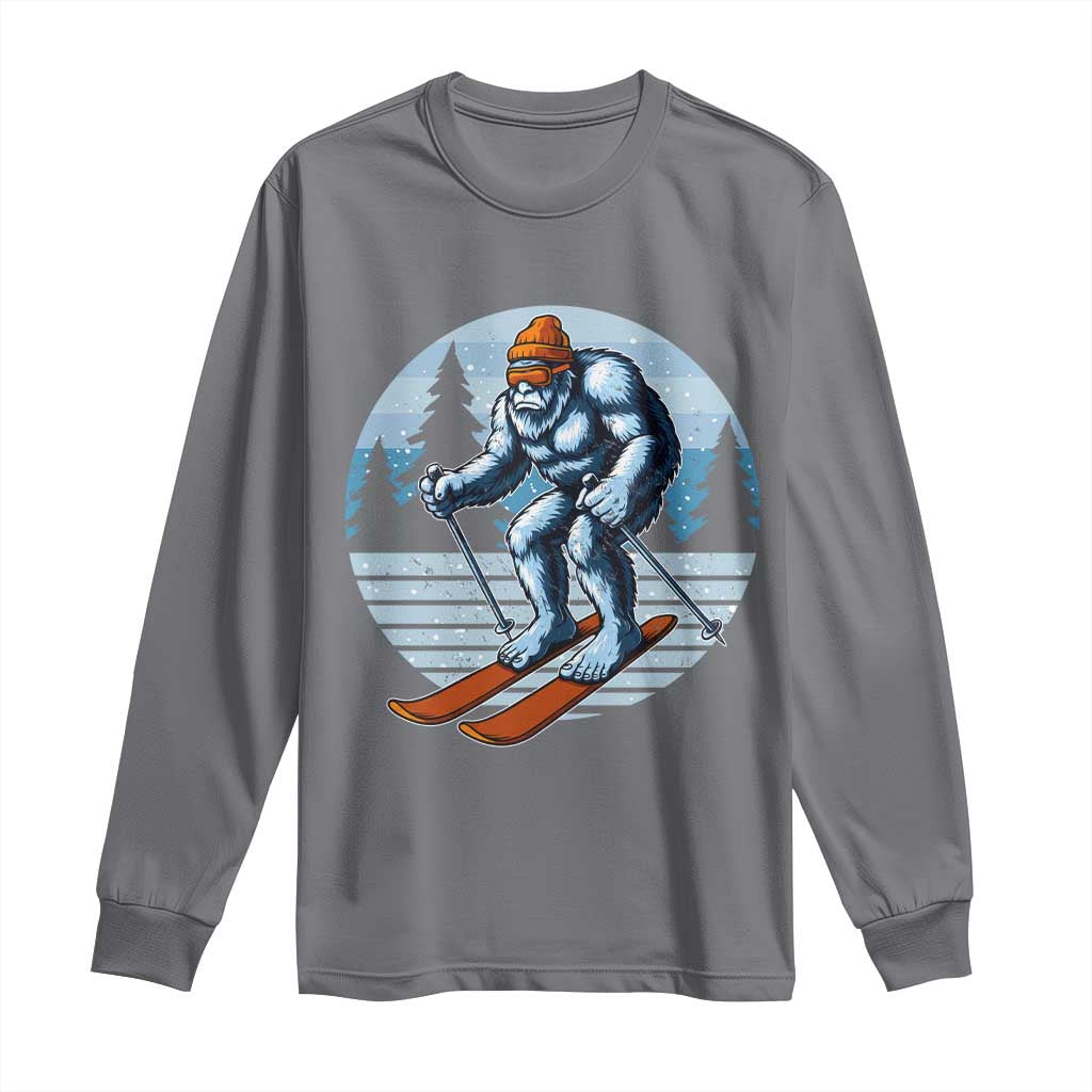 Funny Skiing Bigfoot Ski Winter Sport Yeti Snowboarder Skier Long Sleeve Shirt - Wonder Print Shop
