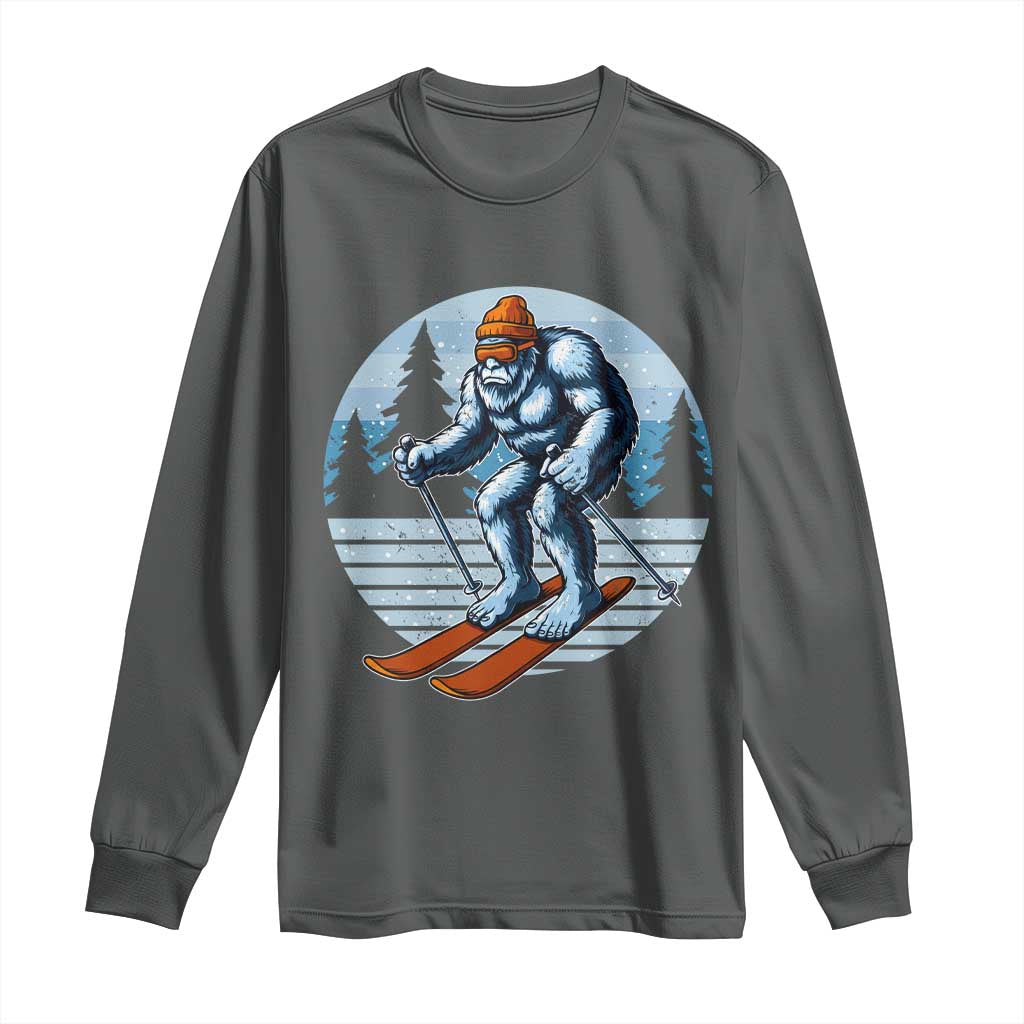 Funny Skiing Bigfoot Ski Winter Sport Yeti Snowboarder Skier Long Sleeve Shirt - Wonder Print Shop