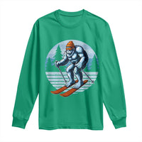 Funny Skiing Bigfoot Ski Winter Sport Yeti Snowboarder Skier Long Sleeve Shirt - Wonder Print Shop