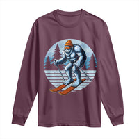 Funny Skiing Bigfoot Ski Winter Sport Yeti Snowboarder Skier Long Sleeve Shirt - Wonder Print Shop