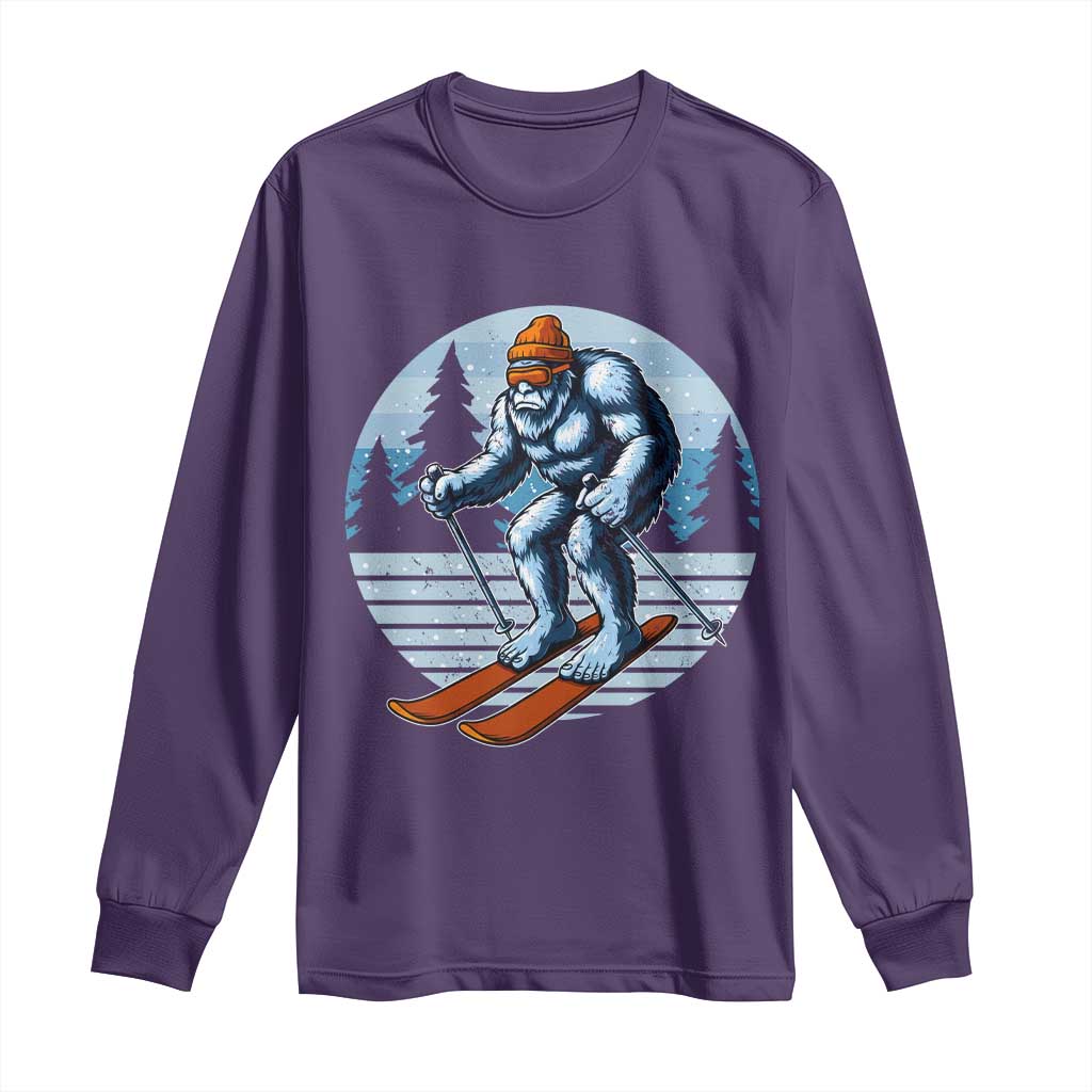 Funny Skiing Bigfoot Ski Winter Sport Yeti Snowboarder Skier Long Sleeve Shirt - Wonder Print Shop