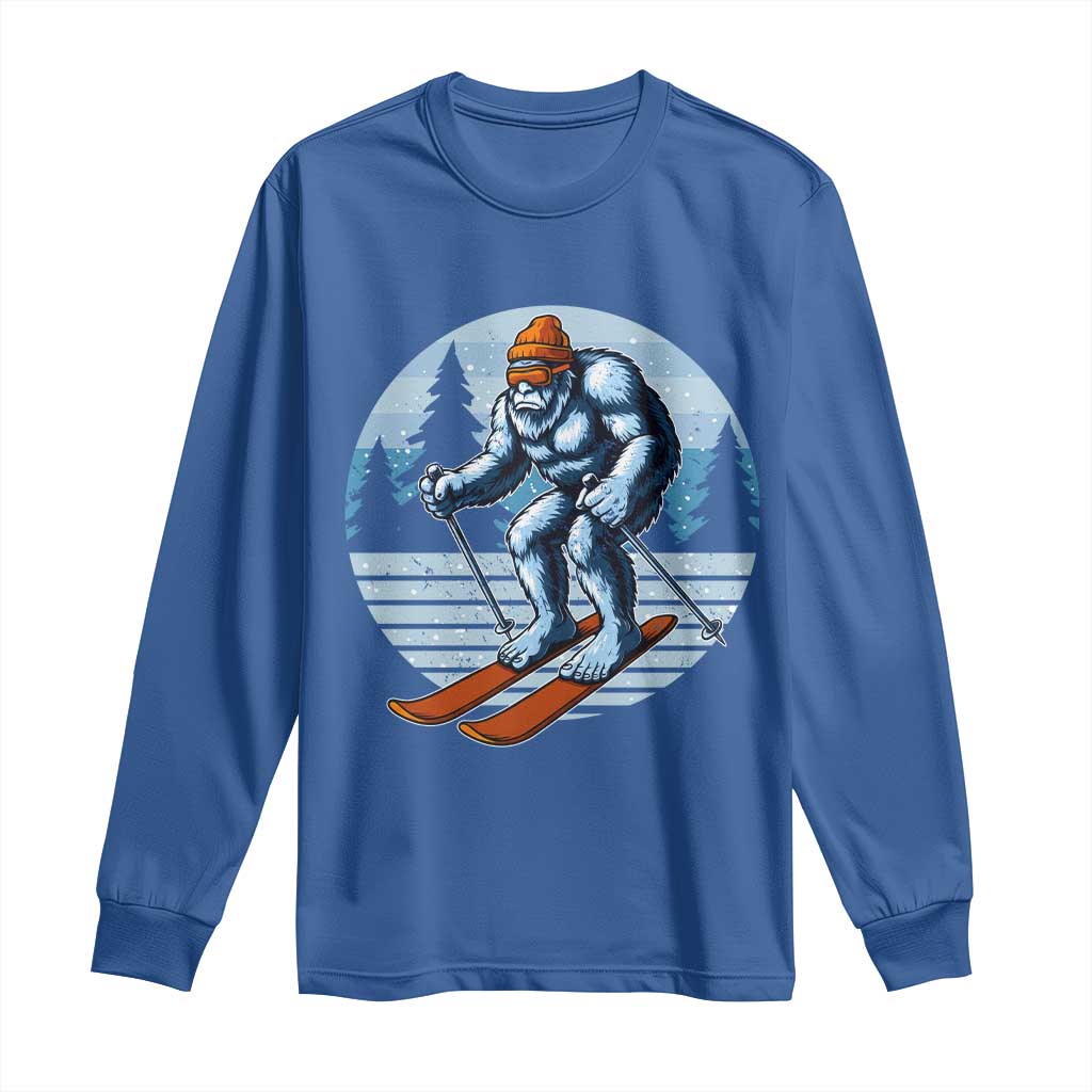 Funny Skiing Bigfoot Ski Winter Sport Yeti Snowboarder Skier Long Sleeve Shirt - Wonder Print Shop