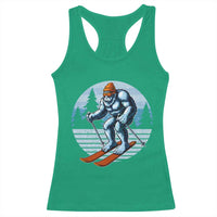 Funny Skiing Bigfoot Ski Winter Sport Yeti Snowboarder Skier Racerback Tank Top - Wonder Print Shop