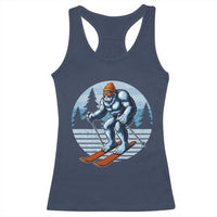 Funny Skiing Bigfoot Ski Winter Sport Yeti Snowboarder Skier Racerback Tank Top - Wonder Print Shop