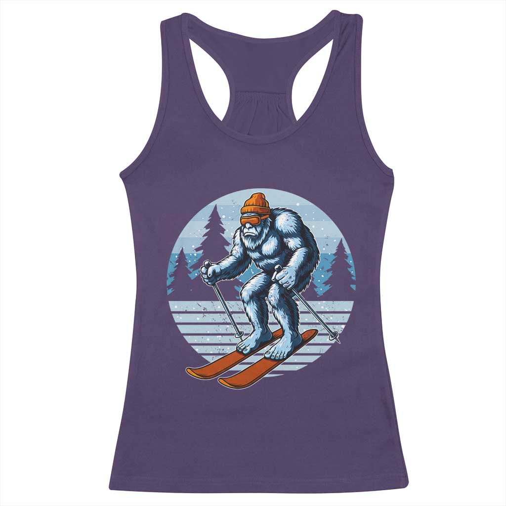 Funny Skiing Bigfoot Ski Winter Sport Yeti Snowboarder Skier Racerback Tank Top - Wonder Print Shop