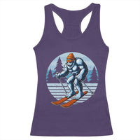 Funny Skiing Bigfoot Ski Winter Sport Yeti Snowboarder Skier Racerback Tank Top - Wonder Print Shop