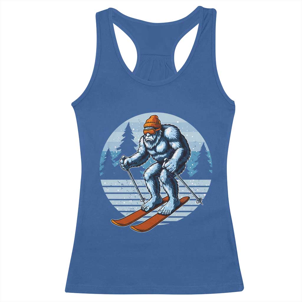 Funny Skiing Bigfoot Ski Winter Sport Yeti Snowboarder Skier Racerback Tank Top - Wonder Print Shop