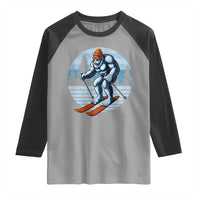 Funny Skiing Bigfoot Ski Winter Sport Yeti Snowboarder Skier Raglan Shirt - Wonder Print Shop