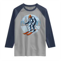 Funny Skiing Bigfoot Ski Winter Sport Yeti Snowboarder Skier Raglan Shirt - Wonder Print Shop