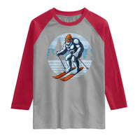 Funny Skiing Bigfoot Ski Winter Sport Yeti Snowboarder Skier Raglan Shirt - Wonder Print Shop