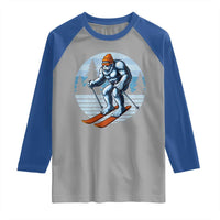 Funny Skiing Bigfoot Ski Winter Sport Yeti Snowboarder Skier Raglan Shirt - Wonder Print Shop
