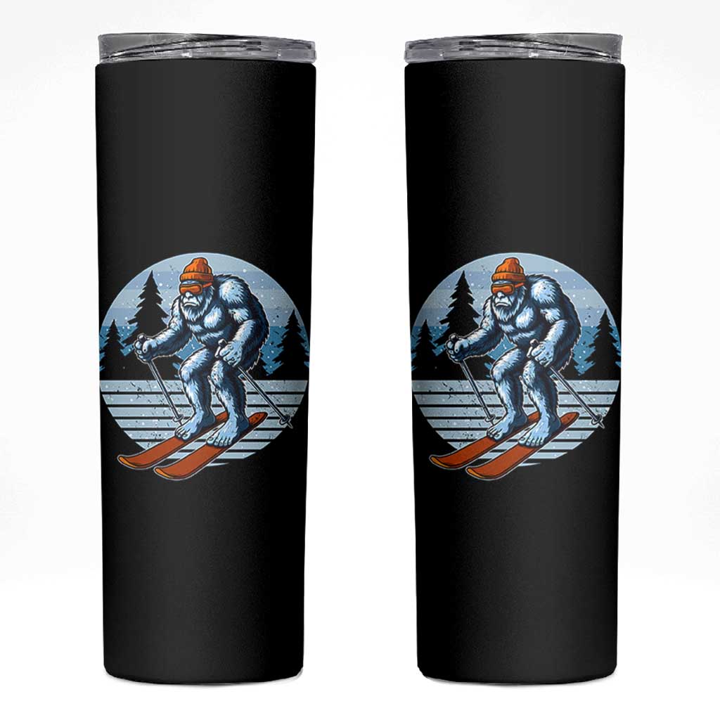 Funny Skiing Bigfoot Ski Winter Sport Yeti Snowboarder Skier Skinny Tumbler - Wonder Print Shop