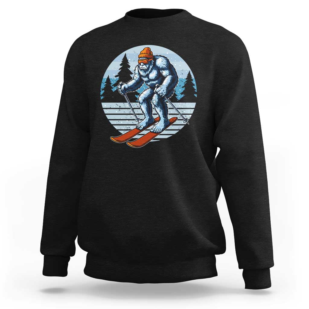 Funny Skiing Bigfoot Ski Winter Sport Yeti Snowboarder Skier Sweatshirt - Wonder Print Shop