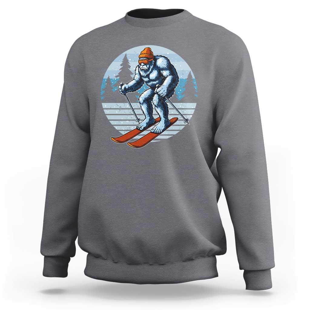 Funny Skiing Bigfoot Ski Winter Sport Yeti Snowboarder Skier Sweatshirt - Wonder Print Shop