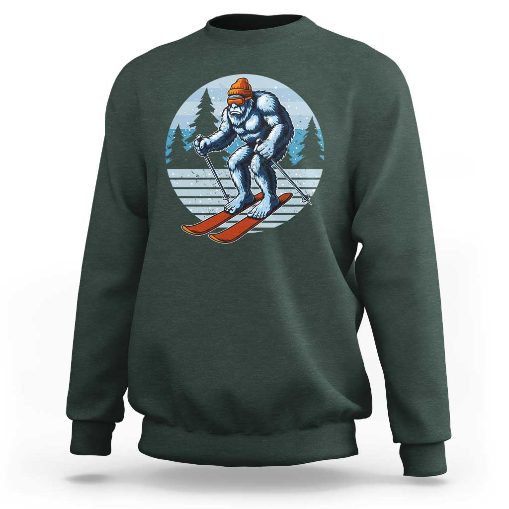 Funny Skiing Bigfoot Ski Winter Sport Yeti Snowboarder Skier Sweatshirt - Wonder Print Shop