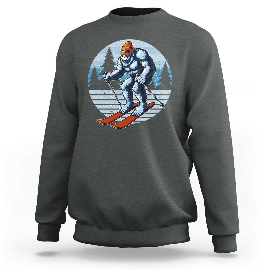 Funny Skiing Bigfoot Ski Winter Sport Yeti Snowboarder Skier Sweatshirt - Wonder Print Shop