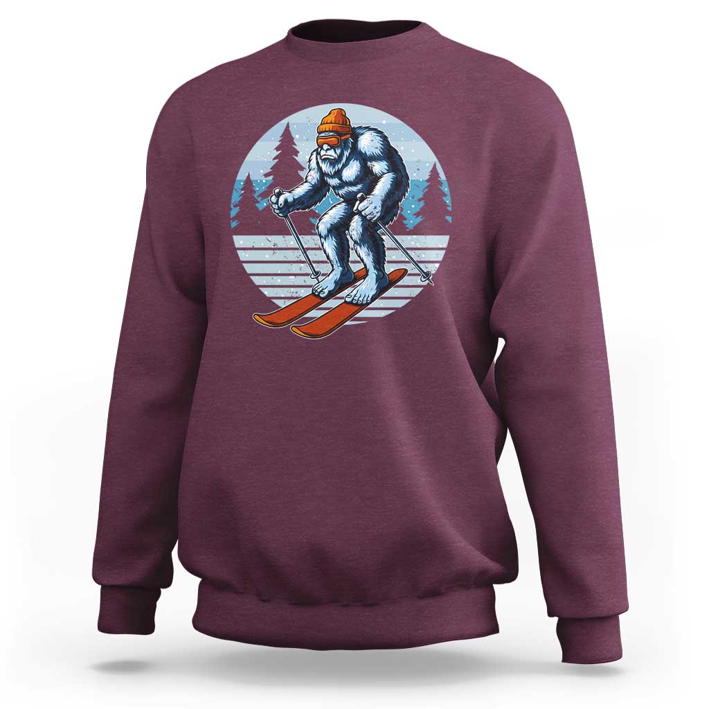 Funny Skiing Bigfoot Ski Winter Sport Yeti Snowboarder Skier Sweatshirt - Wonder Print Shop