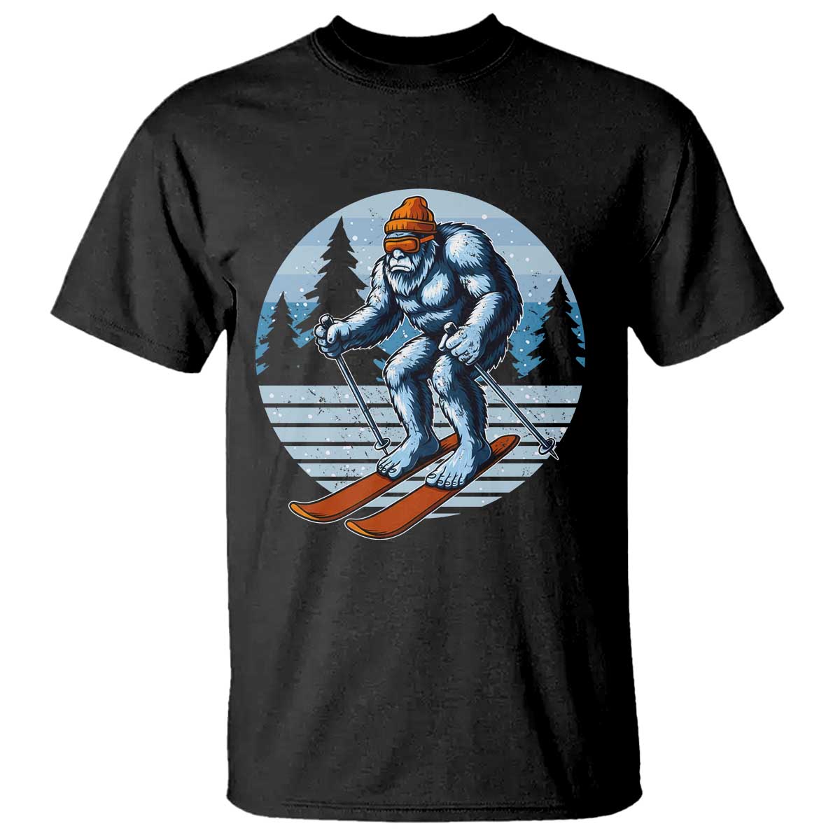 Funny Skiing Bigfoot Ski Winter Sport Yeti Snowboarder Skier T Shirt - Wonder Print Shop