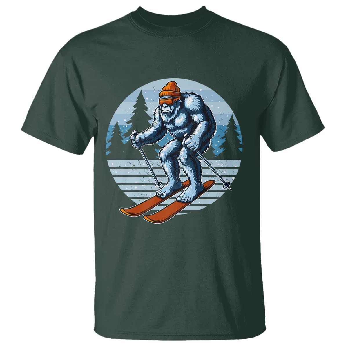 Funny Skiing Bigfoot Ski Winter Sport Yeti Snowboarder Skier T Shirt - Wonder Print Shop