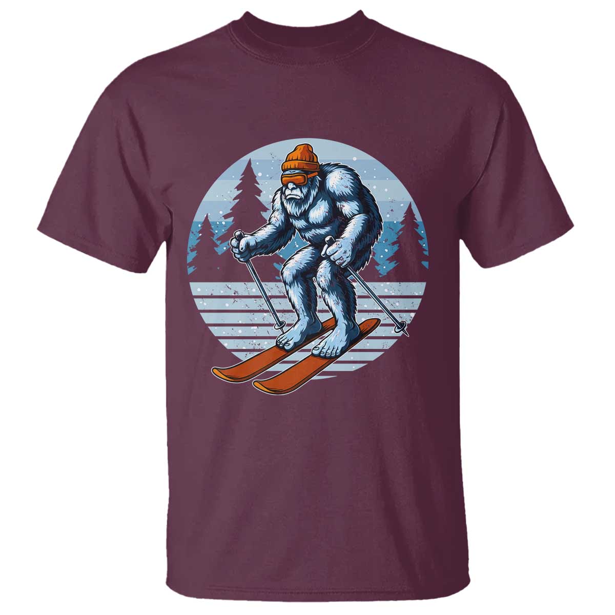 Funny Skiing Bigfoot Ski Winter Sport Yeti Snowboarder Skier T Shirt - Wonder Print Shop