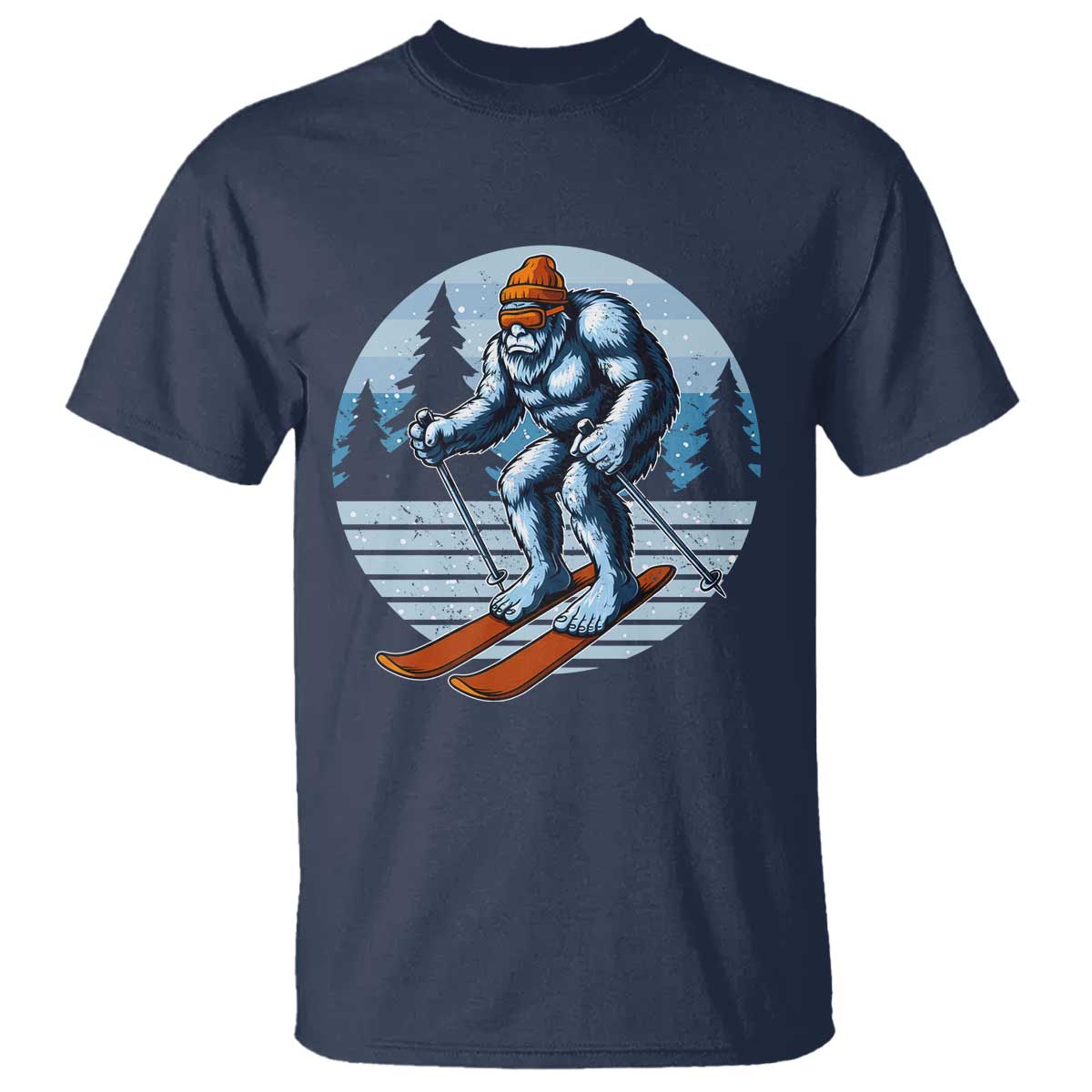 Funny Skiing Bigfoot Ski Winter Sport Yeti Snowboarder Skier T Shirt - Wonder Print Shop