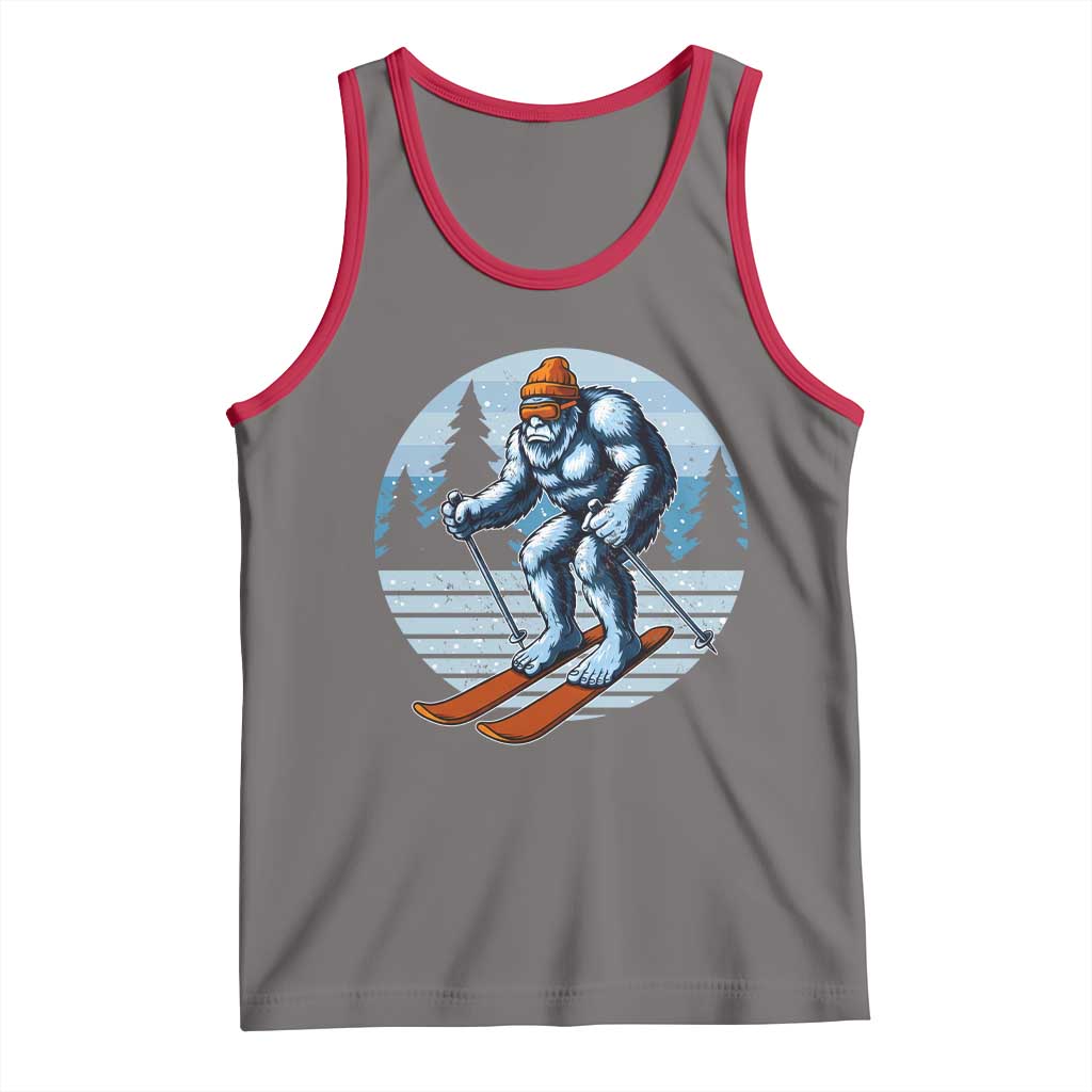 Funny Skiing Bigfoot Ski Winter Sport Yeti Snowboarder Skier Tank Top - Wonder Print Shop