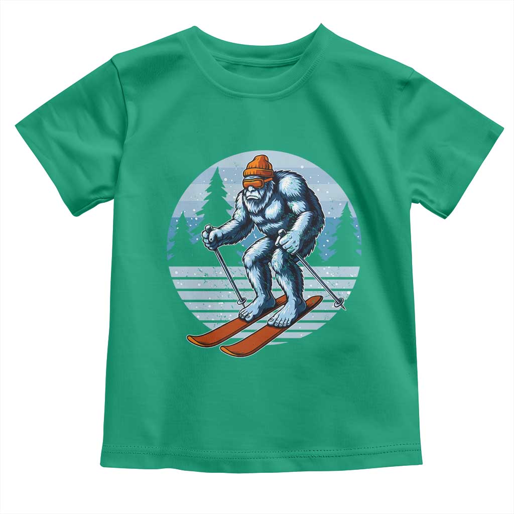 Funny Skiing Bigfoot Ski Winter Sport Yeti Snowboarder Skier Toddler T Shirt - Wonder Print Shop
