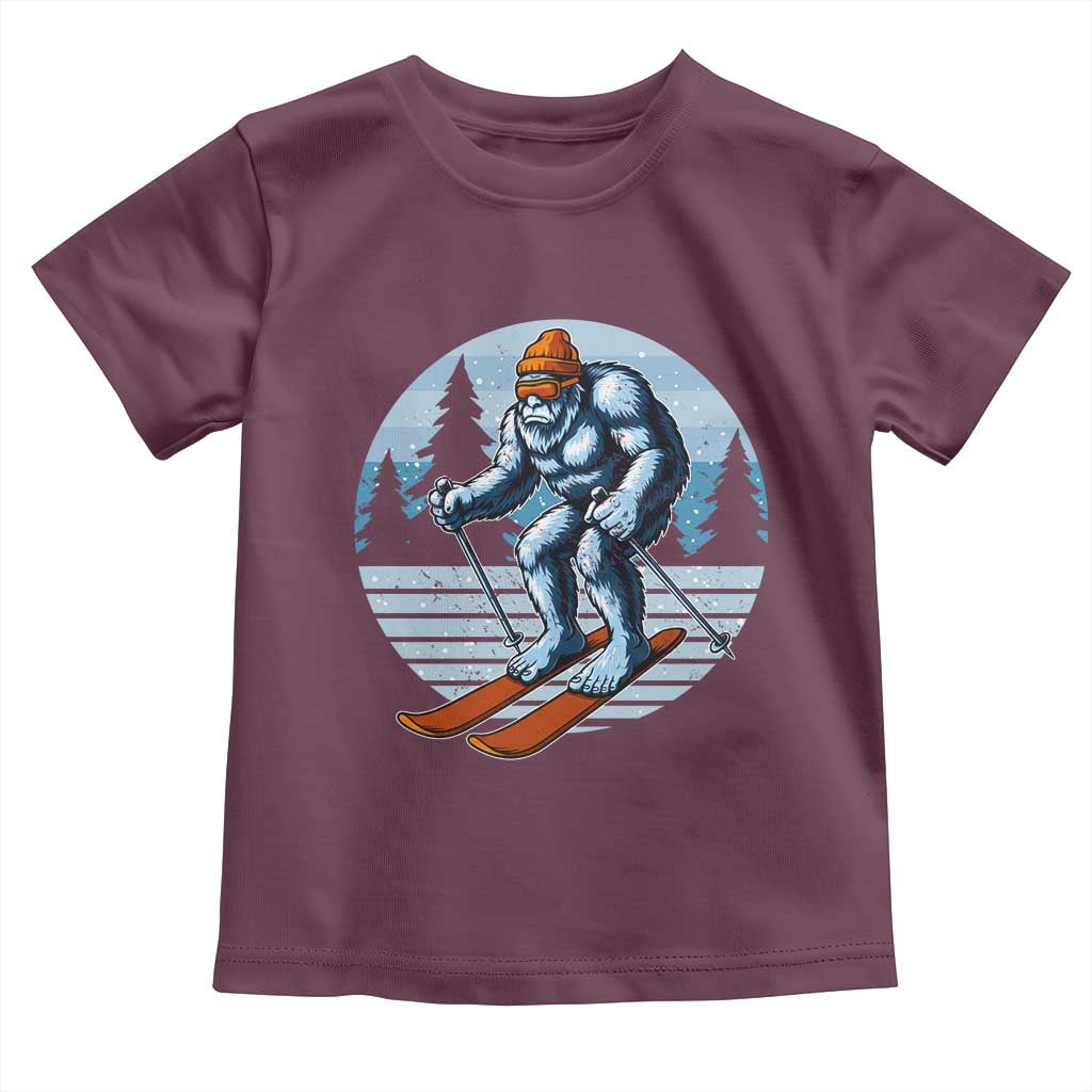 Funny Skiing Bigfoot Ski Winter Sport Yeti Snowboarder Skier Toddler T Shirt - Wonder Print Shop