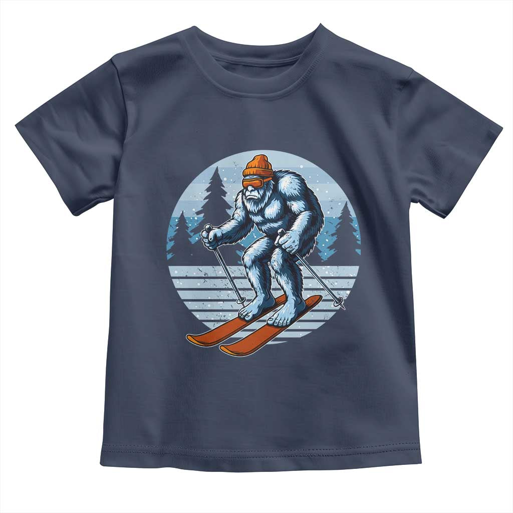 Funny Skiing Bigfoot Ski Winter Sport Yeti Snowboarder Skier Toddler T Shirt - Wonder Print Shop