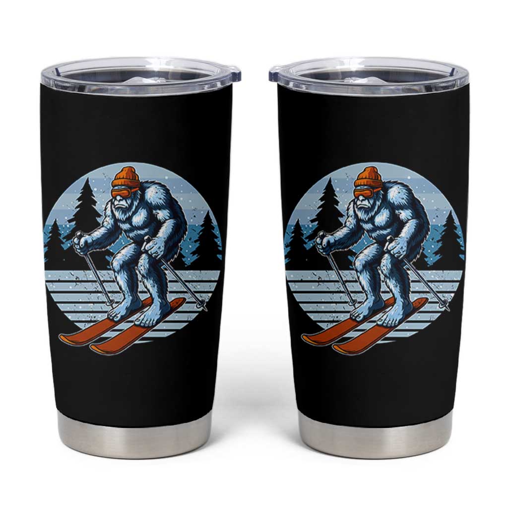 Funny Skiing Bigfoot Ski Winter Sport Yeti Snowboarder Skier Tumbler Cup - Wonder Print Shop