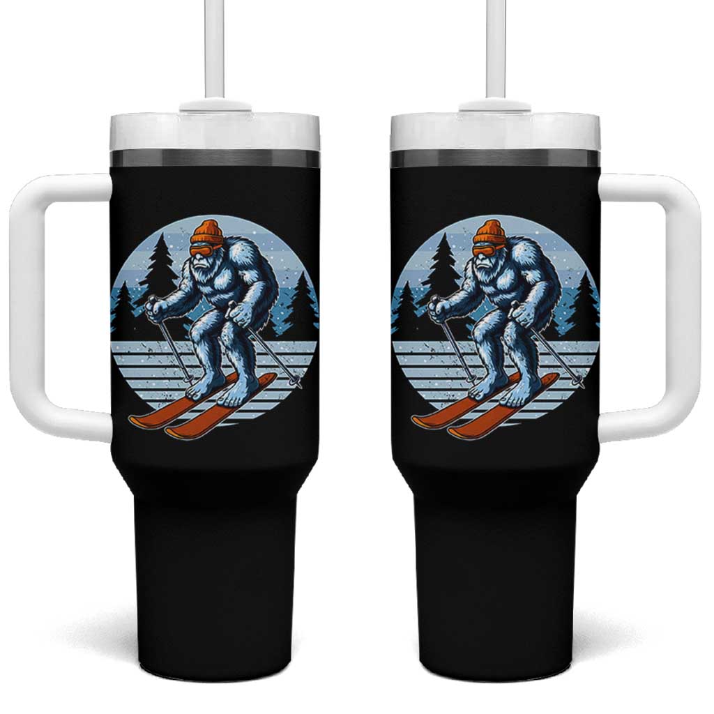 Funny Skiing Bigfoot Ski Winter Sport Yeti Snowboarder Skier Tumbler With Handle - Wonder Print Shop